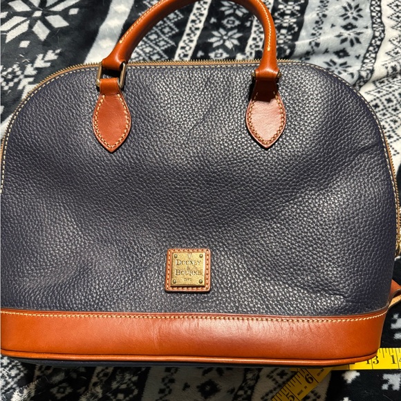 Dooney & Bourke Navy and leather zip zip bag
